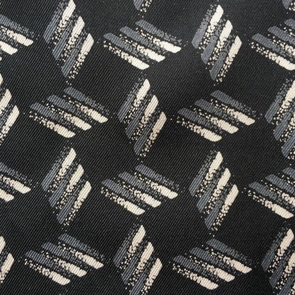 Vintage Italian silk pocket square black white geometric print silk bandanna - Picture 4 of 10